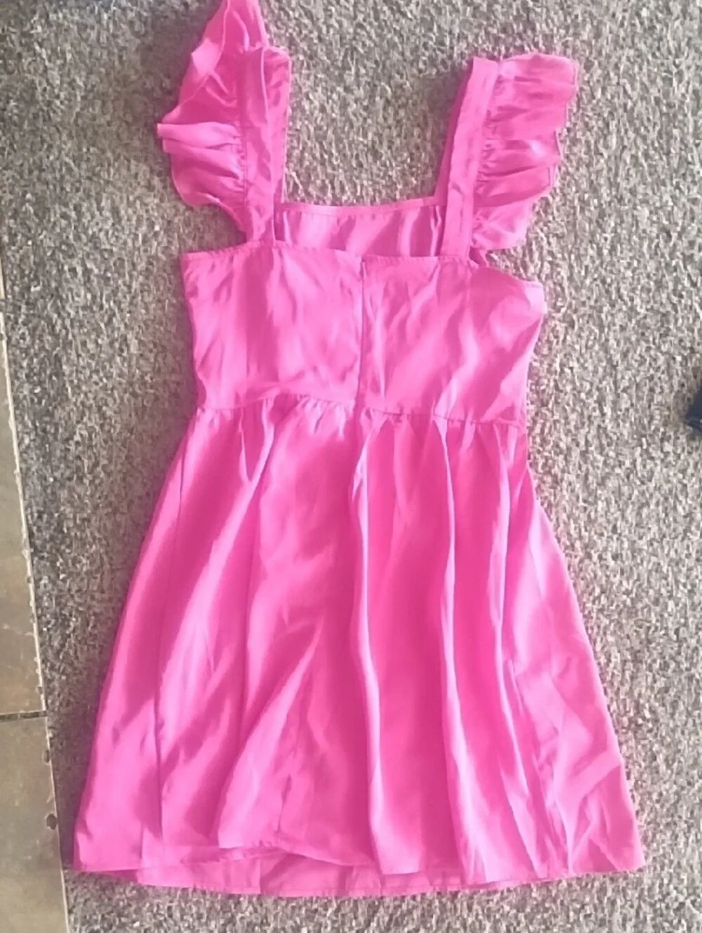 Girls Pink Ruffle Sleeve A-Line Dress